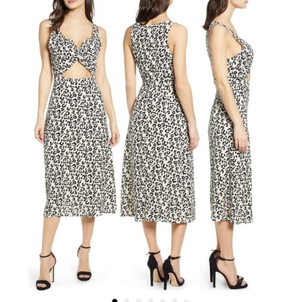 Leith Leopard Print Front Twist Dress Size Large - image 2